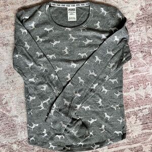 PINK | Lightweight Thermal Grey Logo Sleep Long Sleeve